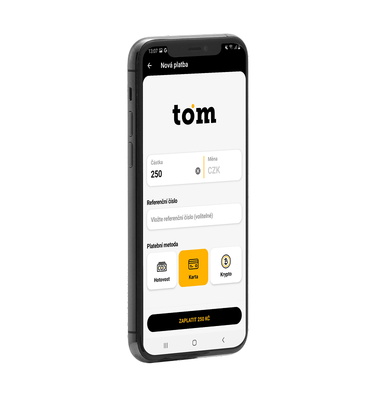 Mobilní aplikace GP tom, také známá jako platební terminál v mobilu.