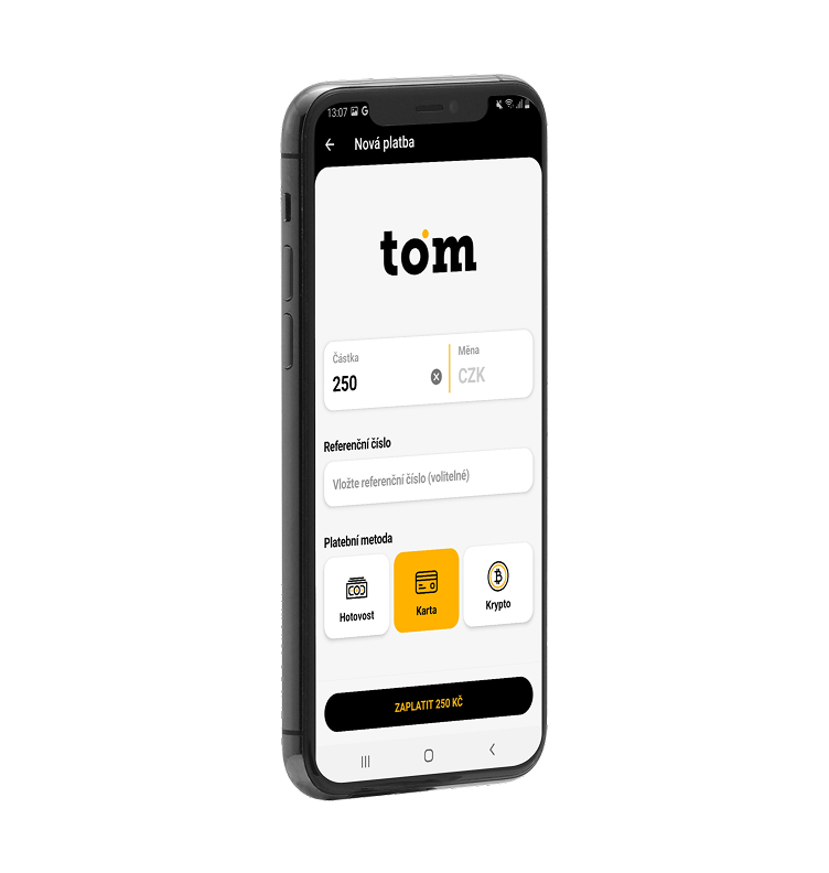 Mobilní aplikace GP tom, také známá jako platební terminál v mobilu.